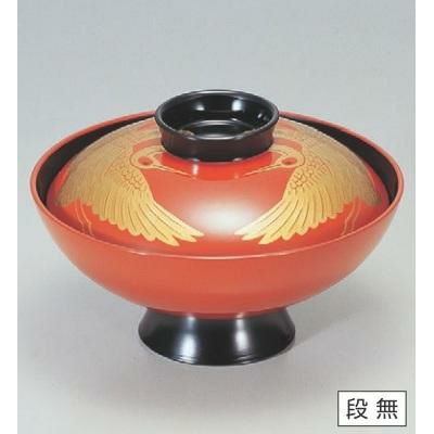 小吸椀 4.5寸小槌吸椀朱つば黒二羽鶴 SH塗 漆器