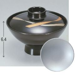 小吸椀 朝顔吸椀黒花帯見返銀 漆器