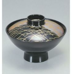 小吸椀 朝顔吸椀黒色紙露草 漆器