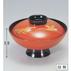 小吸椀 4.5寸小槌吸椀朱つば黒三羽鶴 SH塗 漆器