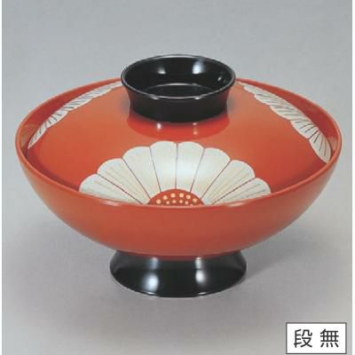 小吸椀 4.5寸小槌吸椀三ツ菊内朱 漆器