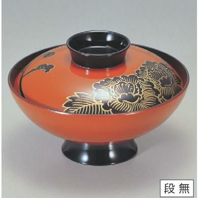 小吸椀 4.5寸小槌吸椀合作牡丹 漆器