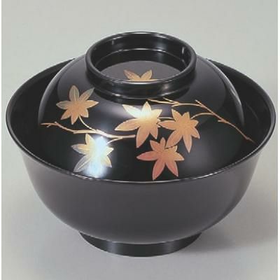 小吸椀 羽反吸椀黒紅葉本漆塗蒔絵 漆器