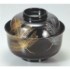 煮物椀 4寸羽反椀黒金銀若松 漆器/業務用/新品/小物送料対象商品 ...