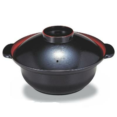丼碗 鍋型丼黒刷毛目内朱 漆器