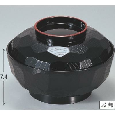 丼碗 6寸亀甲丼黒天朱 漆器