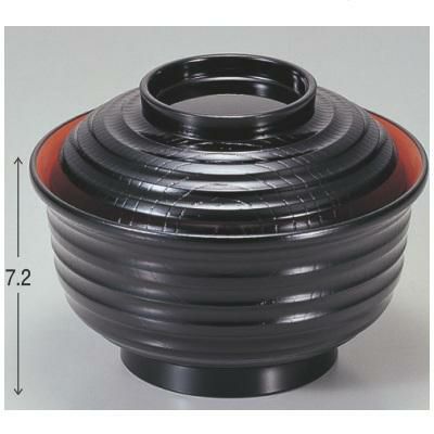 飯碗 乱筋飯器黒内朱 漆器