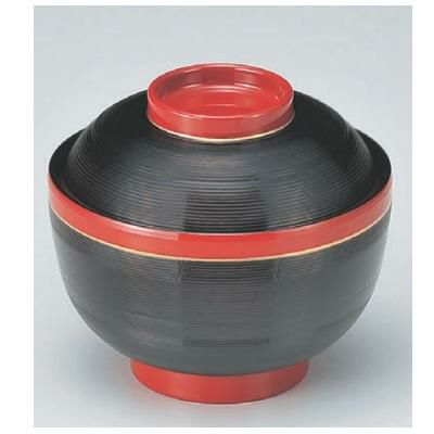 小吸椀 玉子千筋椀黒刷毛目金線 漆器