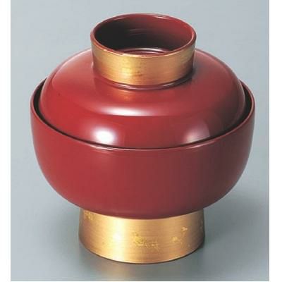 小吸椀 古代椀朱高台帯金箔 漆器