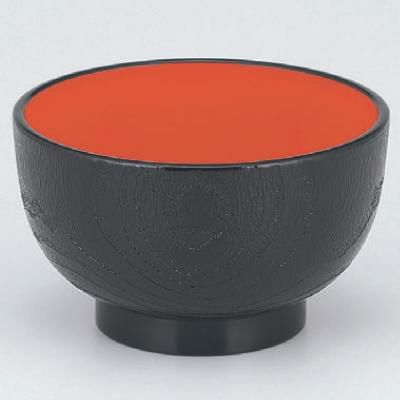 丼碗 5寸桐木目丼黒内朱 漆器