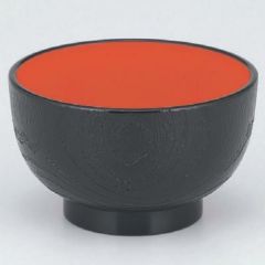 丼碗 5寸桐木目丼黒内朱 漆器