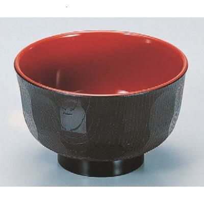 汁椀 亀甲木目汁椀黒内朱 漆器