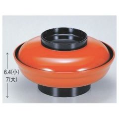 煮物椀 新広輪丼(小)朱つば黒 漆器