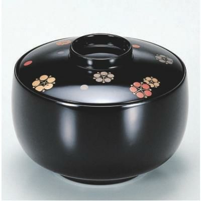 小吸椀 3.5寸利休椀黒梅鉢本漆塗手描蒔絵 漆器