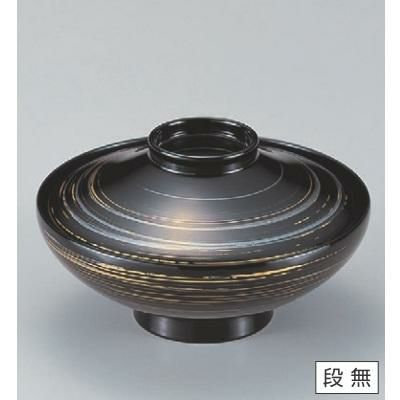 小吸椀 4.5寸平富士椀黒金銀かすみ 漆器