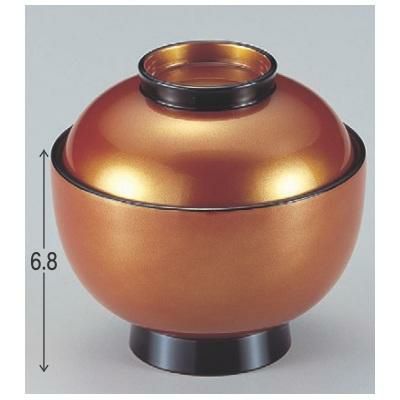 小吸椀 3.5寸丸吸椀紅金内朱つば黒 SH塗 漆器