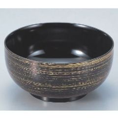 丼碗 5寸平日野丼黒に金かすり 漆器