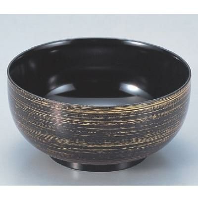 丼碗 5寸平日野丼黒に金かすり 漆器