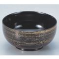 丼碗 5寸平日野丼黒に金かすり 漆器