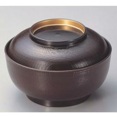 丼碗 5寸千筋木目椀溜つば金 漆器