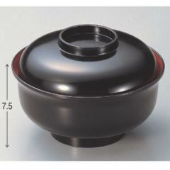 丼碗 5寸日野丼黒内朱 漆器
