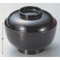 丼碗 5寸平筋丼黒内朱 漆器