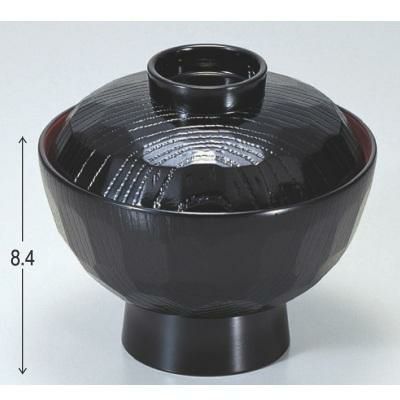 丼碗 (中)亀甲丼椀黒内朱 漆器