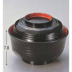 丼碗 5寸田吾作丼黒内朱つば朱 漆器