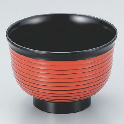 汁椀 3.3寸美里荒筋汁椀朱根来ライン 漆器