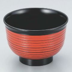 汁椀 3.3寸美里荒筋汁椀朱根来ライン 漆器