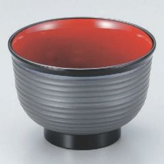 汁椀 3.3寸美里荒筋汁椀シルバー内朱 漆器