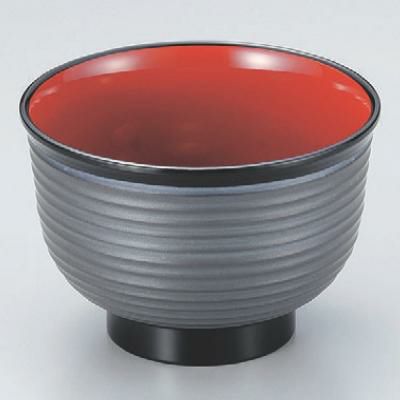 汁椀 3.3寸美里荒筋汁椀シルバー内朱 漆器