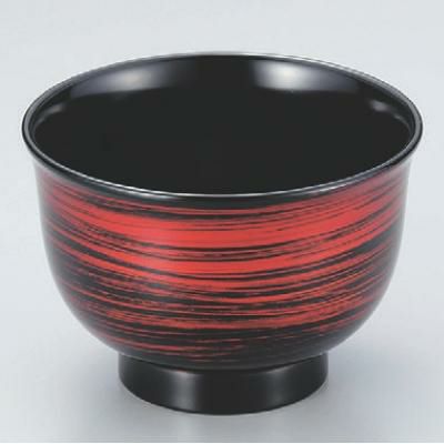 汁椀 3.3寸美里汁椀朱流線 漆器