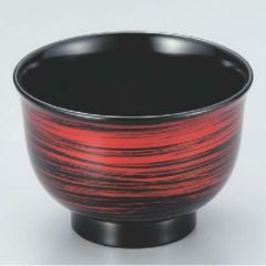 汁椀 3.3寸美里汁椀朱流線 漆器