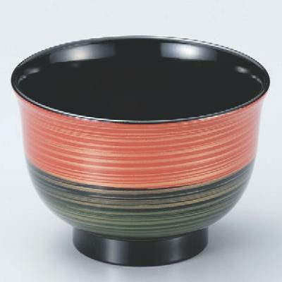 汁椀 3.3寸美里汁椀朱緑金ライン 漆器