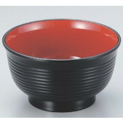 飯碗 4.5寸美里千筋飯椀黒内朱 漆器