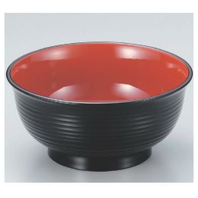 丼碗 5.3寸美里千筋丼椀黒内朱 漆器