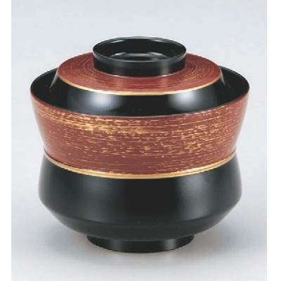 小吸椀 3.2寸杵型椀黒に朱金かすり 漆器