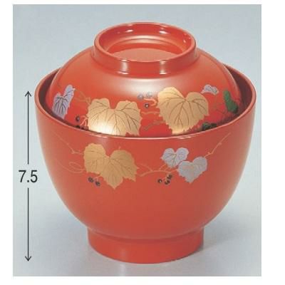 小吸椀 耐熱玉子吸椀朱ツタ内朱 漆器