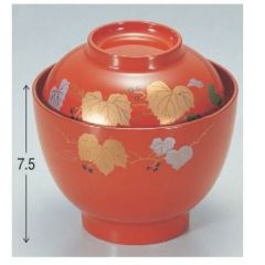 小吸椀 耐熱玉子吸椀朱ツタ内朱 漆器