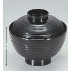 小吸椀 3.7寸荒筋椀黒 漆器