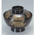 小吸椀 御殿吸椀黒に松葉 漆器