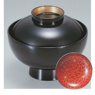 小吸椀 御殿吸椀黒見返朱総菊 SH塗 漆器