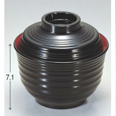 小吸椀 千筋羽反吸椀黒内朱 漆器