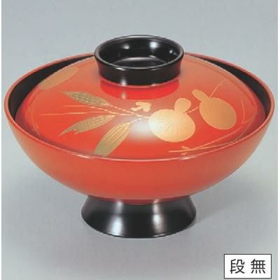 小吸椀 4.5寸小槌吸椀古代朱塗きのこ竹 漆器