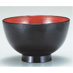 汁椀 3.8寸渕布目汁椀黒内朱 漆器