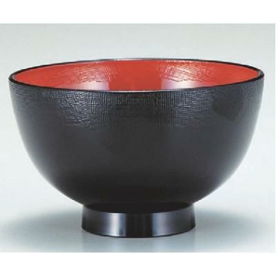 汁椀 3.8寸渕布目汁椀黒内朱 漆器