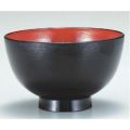 汁椀 3.8寸渕布目汁椀黒内朱 漆器
