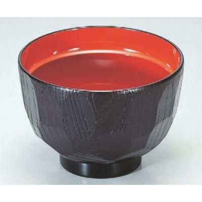 汁椀 3.2寸亀甲汁椀黒内朱 漆器