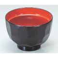 汁椀 3.2寸亀甲汁椀黒内朱 漆器